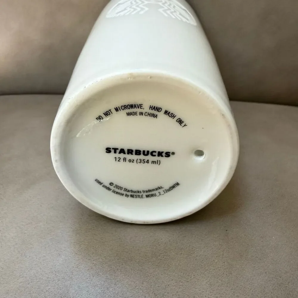 Starbucks 24Oz Acrylic Tumbler Blue White Floral Cactus Flower Lid Coffee